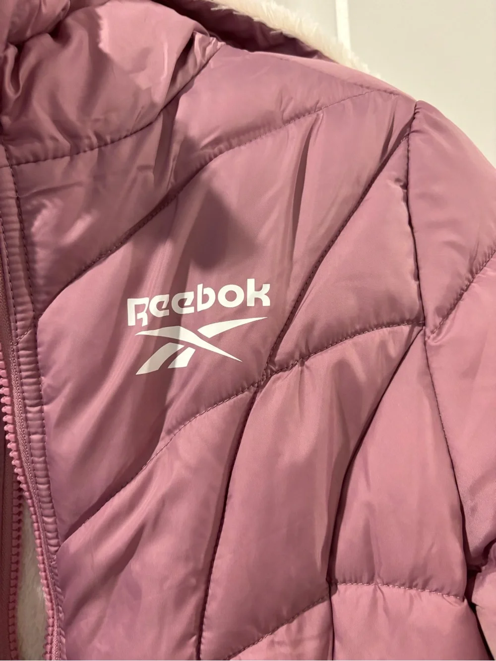 Reebok Kids' Pink Quilted Puffer Jacket with Hood